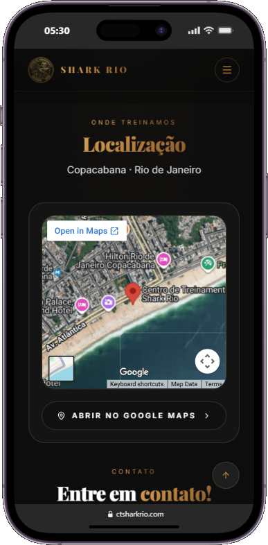 Página de localização do CT SharkRio